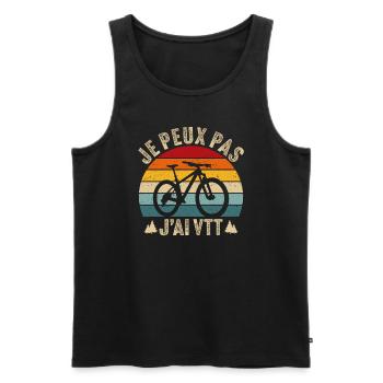 Je peux pas J'ai VTT Cadeau Vététiste - Débardeur bio Premium Homme - noir - Devant - Michal (187cm)