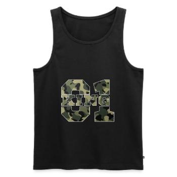 King - Queen gift gift idea - Men's Premium Organic Tank Top - black - Front - Michal (187cm)