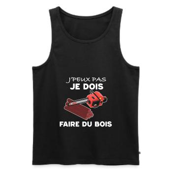 je Peux Pas je Dois Faire Du Bois - Débardeur bio Premium Homme - noir - Devant - Michal (187cm)