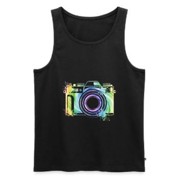 Kamera Fotograf Photographie Kreative Farblich - Männer Premium Bio Tank Top - Schwarz - Vorne - AI Model Male 178 light (178cm)
