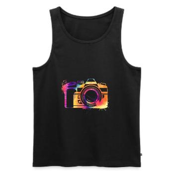 Fotograf Geschenk | Fotografie Kamera Motiv - Männer Premium Bio Tank Top - Schwarz - Vorne - AI Model Male 178 light (178cm)