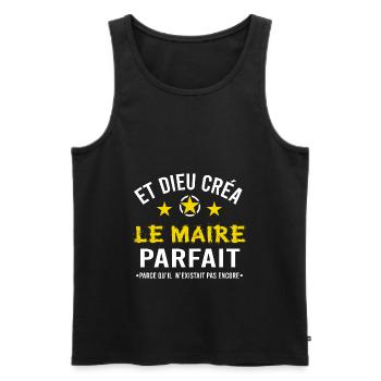 Maire cadeau drôle homme ville - Débardeur bio Premium Homme - noir - Devant - Michal (187cm)