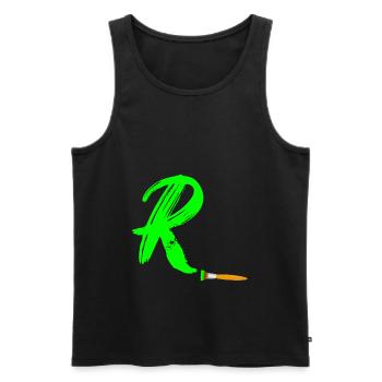 brush green r - Men's Premium Organic Tank Top - black - Front - AI Model Male 178 light (178cm)