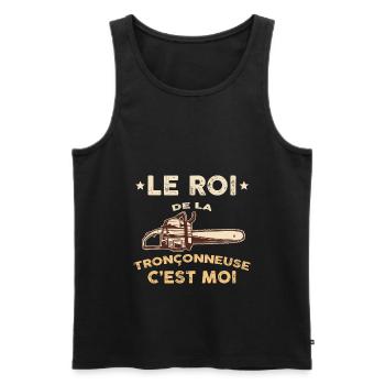 Bucheron roi de la tronçonneuse humour bois - Débardeur bio Premium Homme - noir - Devant - Michal (187cm)