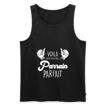 Parrain parfait cadeau oncle, tonton - Débardeur bio Premium Homme - noir - Devant - Michal (187cm)