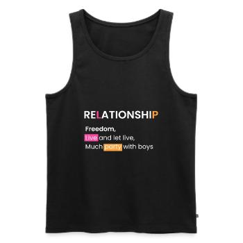 Relationship: Live and let live - Men's Premium Organic Tank Top - black - Front - AI Model Male 178 light (178cm)