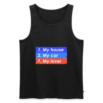 1. Mein Haus 2. Mein Auto 3. Mein Liebhaber - Männer Premium Bio Tank Top - Schwarz - Vorne - AI Model Male 178 light (178cm)