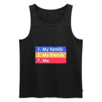 1. Meine Familie 2. meine Freunde 3. Ich - Männer Premium Bio Tank Top - Schwarz - Vorne - AI Model Male 178 light (178cm)