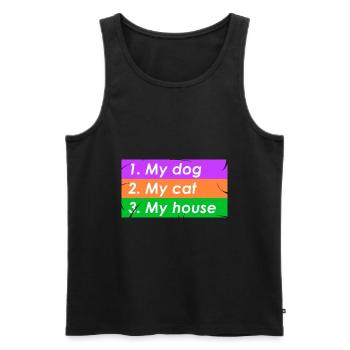 1.mein Hund 2.meine Katze 3.mein Haus - Männer Premium Bio Tank Top - Schwarz - Vorne - AI Model Male 178 light (178cm)