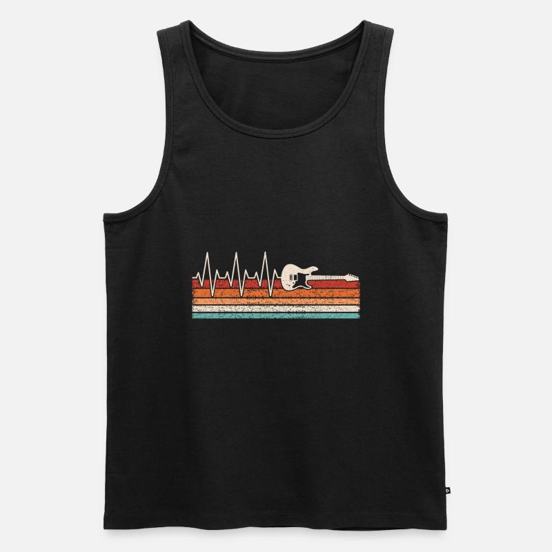 E-Gitarre Herzschlag - Männer Premium Bio Tank Top - Schwarz