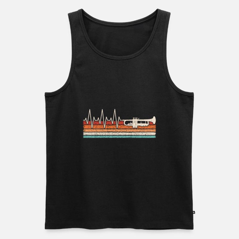 Trompete Herzschlag - Männer Premium Bio Tank Top - Schwarz