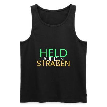 Held auf den Straßen - Männer Premium Bio Tank Top - Schwarz - Vorne - AI Model Male 178 light (178cm)