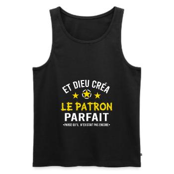 Patron cadeau drôle humour pdg - Débardeur bio Premium Homme - noir - Devant - Michal (187cm)