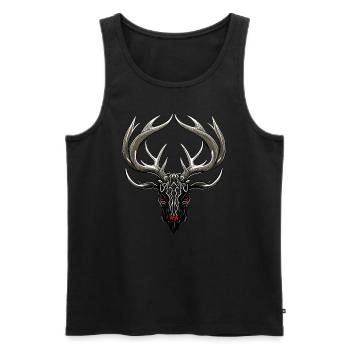 Cerf de nuit tribal - Débardeur bio Premium Homme - noir - Devant - AI Model Male 178 light (178cm)