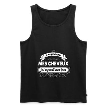 Chauve grand front Idée cadeau famille, papa - Débardeur bio Premium Homme - noir - Devant - Michal (187cm)