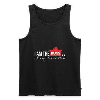 Ich bin der Chef ohne meine Frau - Männer Premium Bio Tank Top - Schwarz - Vorne - Michal (187cm)
