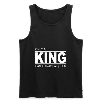 King - Queen - Männer Premium Bio Tank Top - Schwarz - Vorne - AI Model Male 178 light (178cm)