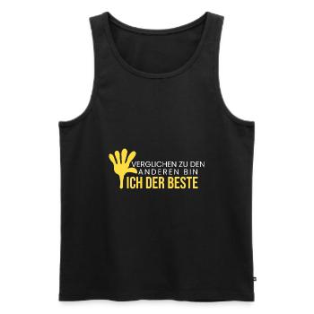 verglichen bin ich der Beste - Männer Premium Bio Tank Top - Schwarz - Vorne - Michal (187cm)