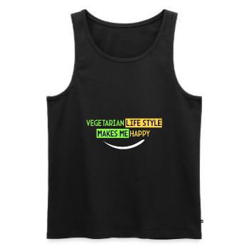 mode de vie végétarien - Je suis heureux - Débardeur bio Premium Homme - noir - Devant - Michal (187cm)