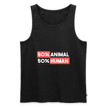 50% animaux 50% humains - Débardeur bio Premium Homme - noir - Devant - Michal (187cm)
