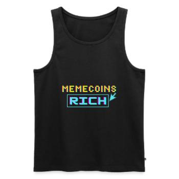 Memecoins -> riche - Débardeur bio Premium Homme - noir - Devant - AI Model Male 178 light (178cm)