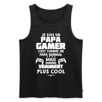 Papa Et Console de Jeux Cadeau Père - Débardeur bio Premium Homme - noir - Devant - Michal (187cm)