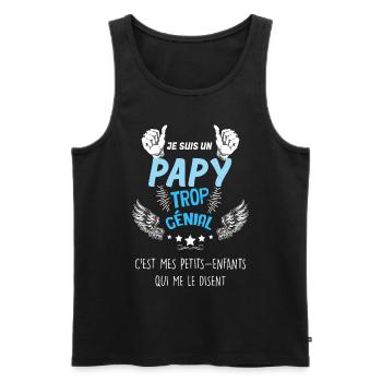 Papy Trop Génial Cadeau Petits-Enfants - Débardeur bio Premium Homme - noir - Devant - Michal (187cm)