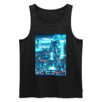 Cool Japanese World Japan Neon City - Männer Premium Bio Tank Top - Schwarz - Vorne - Michal (187cm)