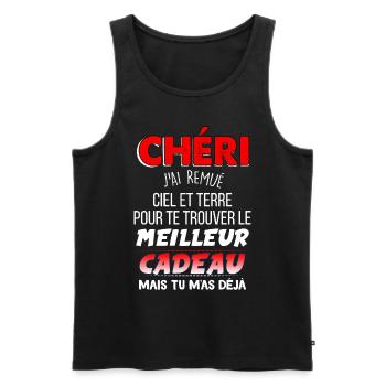 Cadeau Homme saint valentin chéri - Débardeur bio Premium Homme - noir - Devant - Michal (187cm)