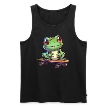 Frog on a skateboard - Men's Premium Organic Tank Top - black - Front - AI Model Male 178 light (178cm)