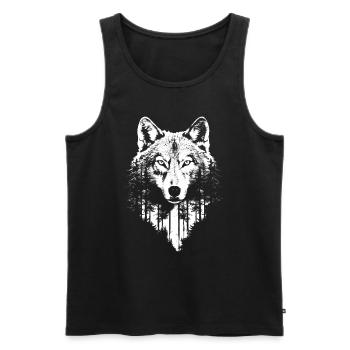 Wolf Forest Wilderness Wild Animals - Men's Premium Organic Tank Top - black - Front - AI Model Male 178 light (178cm)