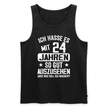 24 Jahre Jung - Vintage Geburtstagsspruch - Männer Premium Bio Tank Top - Schwarz - Vorne - Michal (187cm)