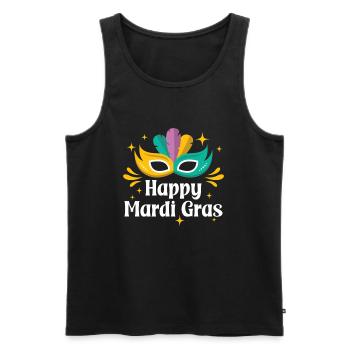 Happy Mardi Gras - Men's Premium Organic Tank Top - black - Front - Michal (187cm)