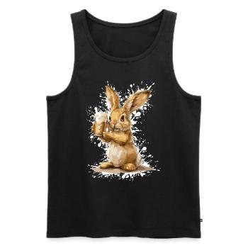 Bunny Bière Drôle - Débardeur bio Premium Homme - noir - Devant - Michal (187cm)