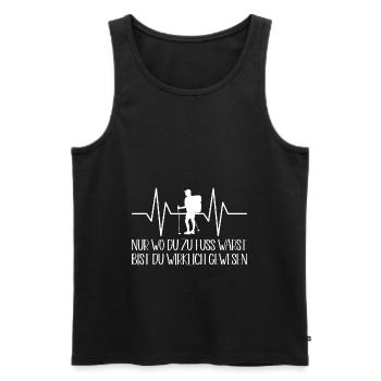 Wandern Geschenkidee Wanderer Berge Trekking - Männer Premium Bio Tank Top - Schwarz - Vorne - Michal (187cm)