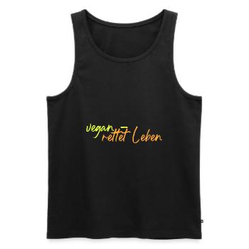 Vegan - rettet Leben - Männer Premium Bio Tank Top - Schwarz - Vorne - Michal (187cm)