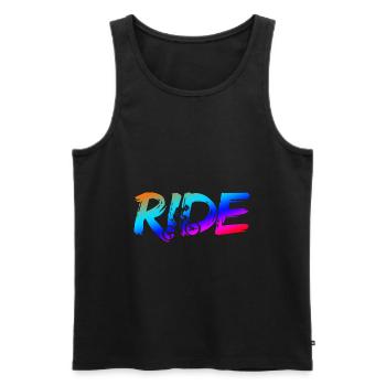 RIDE - MTB Mountainbike Fahrrad Bike Downhill - Männer Premium Bio Tank Top - Schwarz - Vorne - AI Model Male 178 light (178cm)