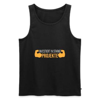 investiert in starke Projekte - Männer Premium Bio Tank Top - Schwarz - Vorne - AI Model Male 178 light (178cm)