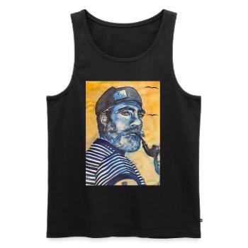 Fisherman - Männer Premium Bio Tank Top - Schwarz - Vorne - AI Model Male 178 light (178cm)
