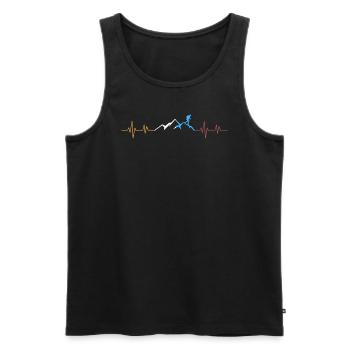 Herzschlag Wandern Hiking Berge Geschenk - Männer Premium Bio Tank Top - Schwarz - Vorne - Michal (187cm)