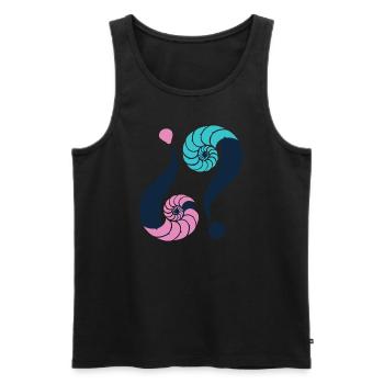 Énigme infinie. 11 Bleu et rose - Débardeur bio Premium Homme - noir - Devant - AI Model Male 178 light (178cm)