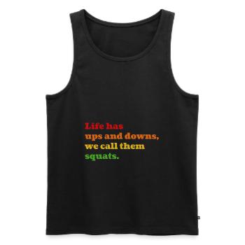 Squat Life - Männer Premium Bio Tank Top - Schwarz - Vorne - AI Model Male 178 light (178cm)
