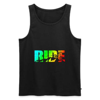 MTB Spruch RIDE Mountainbike Downhill - Männer Premium Bio Tank Top - Schwarz - Vorne - AI Model Male 178 light (178cm)