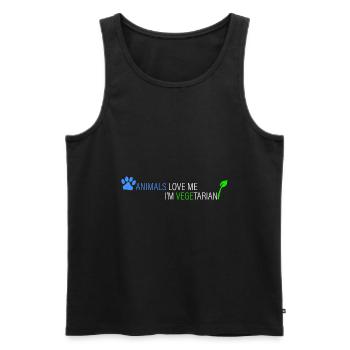 Tiere lieben mich - ich bin Vegetarier - Männer Premium Bio Tank Top - Schwarz - Vorne - AI Model Male 178 light (178cm)