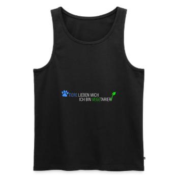Tiere lieben mich-bin Vegetarier - Männer Premium Bio Tank Top - Schwarz - Vorne - AI Model Male 178 light (178cm)