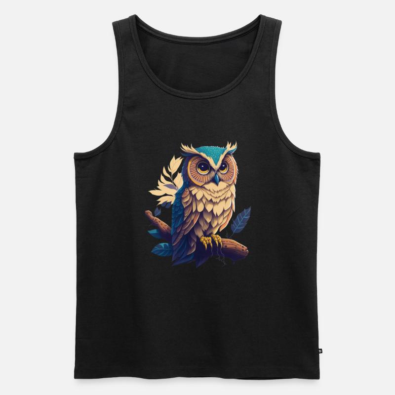 Eule - Männer Premium Bio Tank Top - Schwarz