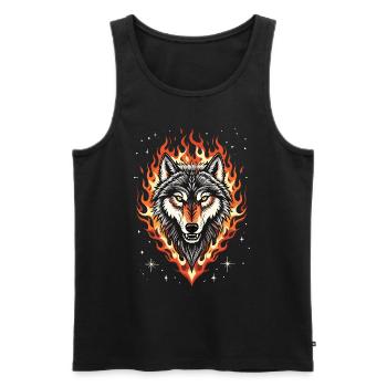 Wolf and Flames - Men's Premium Organic Tank Top - black - Front - AI Model Male 178 light (178cm)