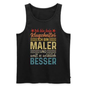 Ich bin kein Klugscheißer lustiger Spruch Maler - Männer Premium Bio Tank Top - Schwarz - Vorne - AI Model Male 178 light (178cm)