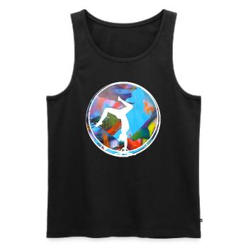 Rhönrad,Vélo,Tournoi, Sportif,Coloré,Graffiti - Débardeur bio Premium Homme - noir - Devant - Michal (187cm)