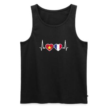 Vietnam Frankreich Herzschlag Flagge Vietnamese - Männer Premium Bio Tank Top - Schwarz - Vorne - Michal (187cm)
